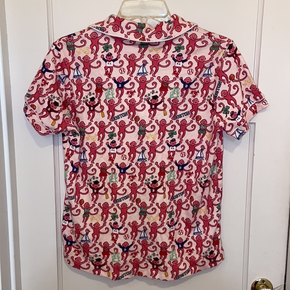 New ROLLER RABBIT PINK BOSTON MONKEYS POLO PAJAMAS TOP SZ MED PREPPY COTTON PJ - Picture 12 of 16